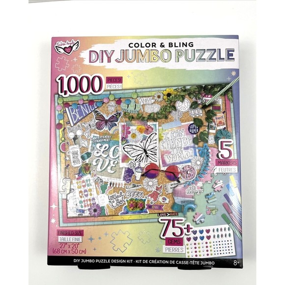 Fashion Angels Other - Fashion Angels Color & Bling DIY Jumbo Puzzle Design Kit 1000 Pcs Gems & Markers
